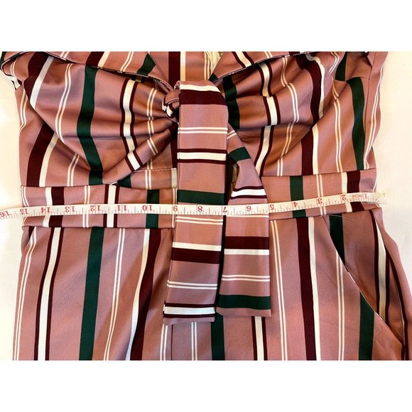 Milano Fashion Womens Striped Romper Tie Front W/ Hole Backless Pink Sz 10 - Picture 5 of 7
